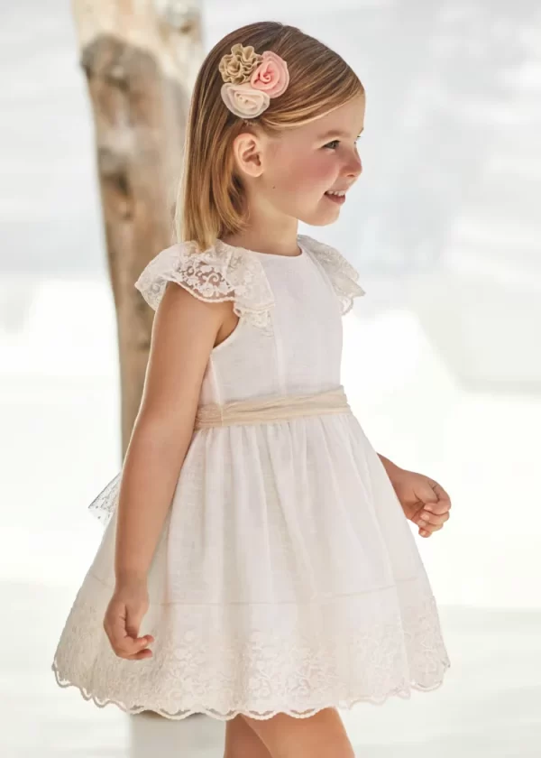 Vestido com laço linho menina